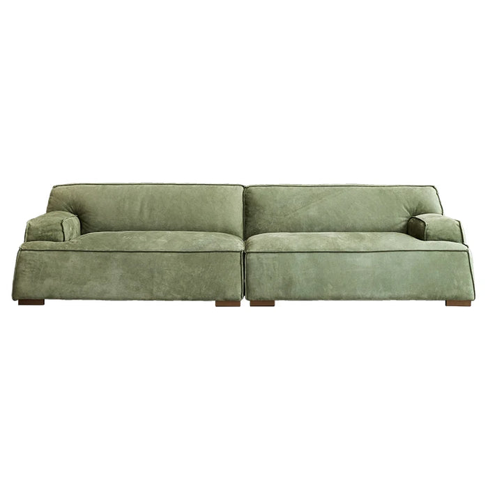 Luxury Italian minimalist leather sofa, living room, leather art, three person seat, top layer cowhide, Yunyu Damascus leather