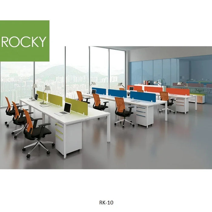 Wooden office cubicle modular furniture open clerk curved 2 seat l shape executive workstation table with glass partition