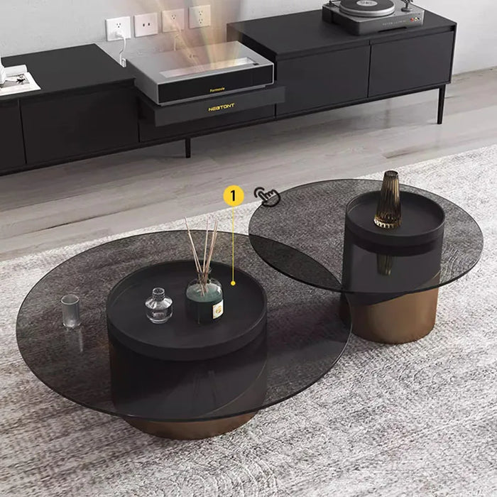 Modern Laser TV Cabinet Black Floor Telescopic Platform Consoles Solid Wood Table Luxury Meuble Tv Salon Living Room Furniture