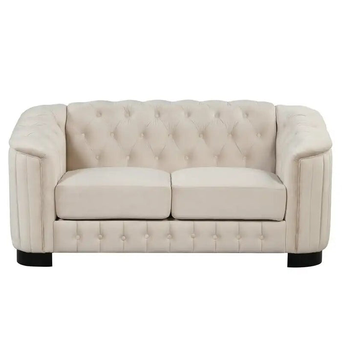 Velvet Upholstered Loveseat Sofa, 2-Person Loveseat Sofa Modern Loveseat Couch with Thick Removable Seat Cushion for Living Room
