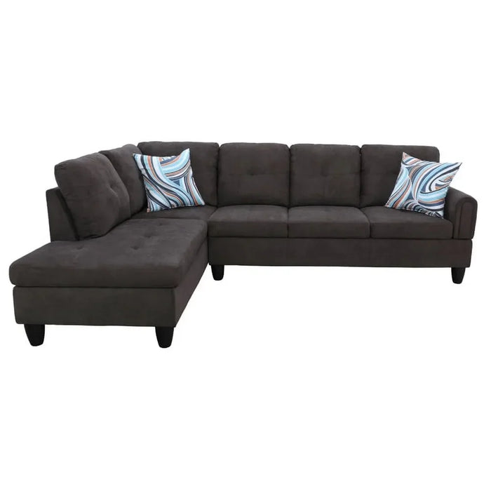 Living Room Convertible Sectional Sofa, Dark Brown, Modern L-Shaped Couch Sofas