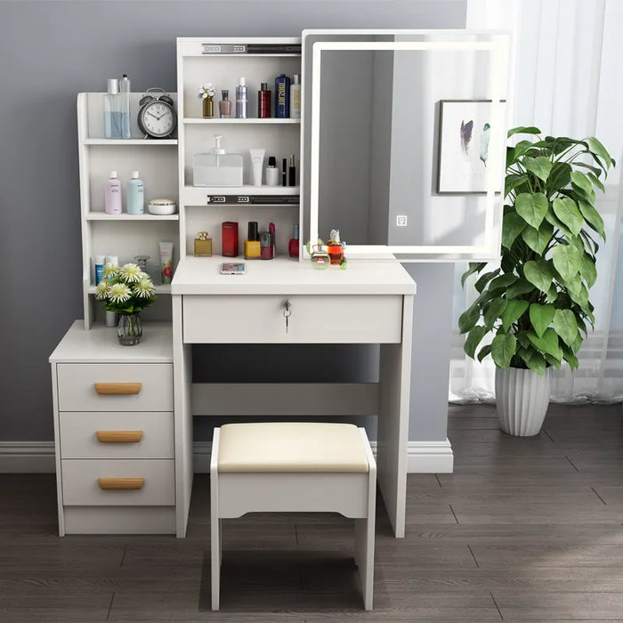 New Modern Dressing Table Cabinet Dressing Cabinet Apartment White Desk Bedroom Vanity Desk Light Mirror Dresser Home Furnitures