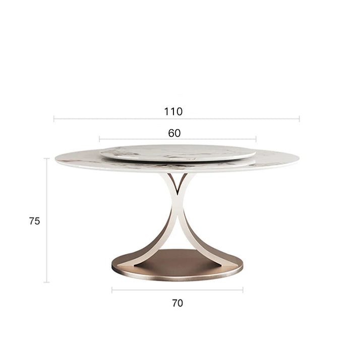 Round Dining Tables With Rotating Turntable With 6 Chairs Luxury White Food Table Made Of Marble Modern Kitchen Furniture Set