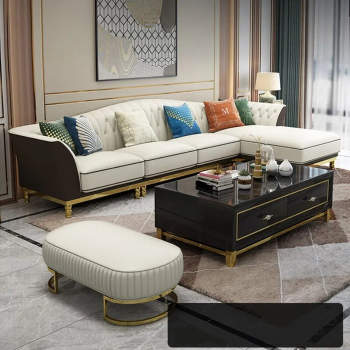 New Style Light Luxury Palace Style Simple Leather Sofa Modern Master Design Fashionable Home Furniture Set For Living Room