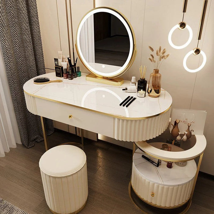 Nordic Dressers Bedroom Light Luxury Dressing Table Modern Minimalist Retractable Creative Storage Cabinet Vanity Furnitures