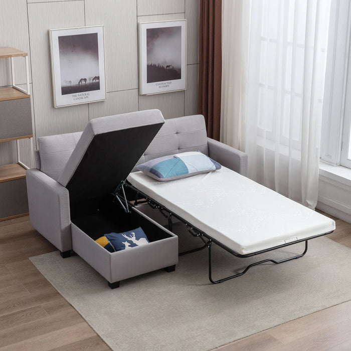 78.3" Linen Pull Out Convertible Sleeper Sofa Bed with Storage Chaise,Memory Foam Mattress