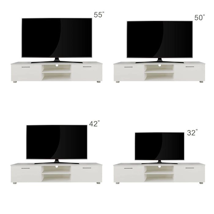 White TV Stand for 70 Inch TV Stands, Entertainment Center TV Table, 2 Storage Cabinet with Open Shelves for Living Room Bedroom