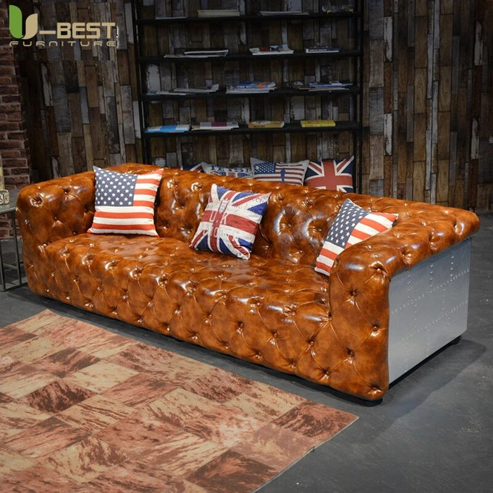 Industrial Retro Aviato Combination Sofa Living Room Furniture Leather Sofas Set Chair Personalization Pub Club Studio Kanepe