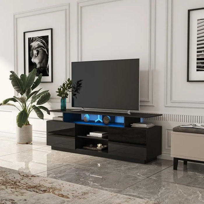 LED Lights TV Stand for 65 inch TV Entertainment Center Cabinet for Living Room