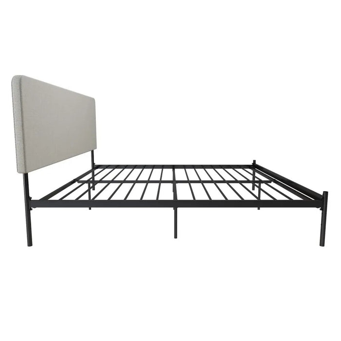 Daybed Krew Upholstered Bed Bases and Bed Frames Queen King Size Frame Double Beds & Furnitures Black Metal/Gray Linen Trees