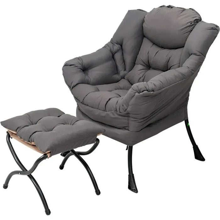 Lazy Chair with Ottoman,Lounge Accent Chair with Armrests and a Side Pocket,Upholstered Sofa Chairs Chair with Footrest for,Grey
