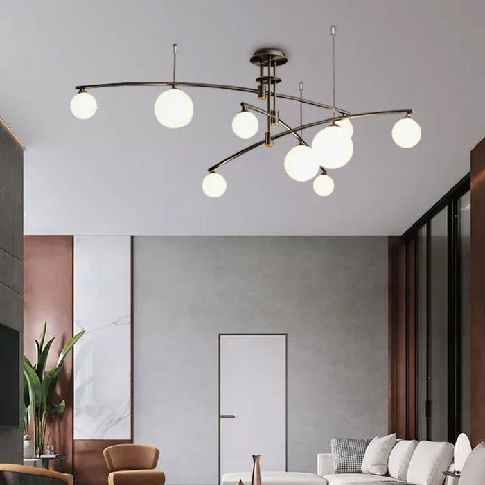 Nordic Modern Glass Ceiling Chandelier Black Gold Pendant Light for Living Room Bedroom G9 LED Iron Art Hanging Light Fixture