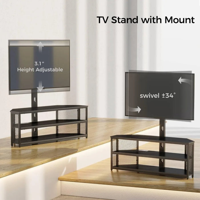 Swivel TV Stand Mount With LED Lights for 32/45/55/60/65/70 Inch TVs Tv Stand Living Room Furniture Home Stands Modern