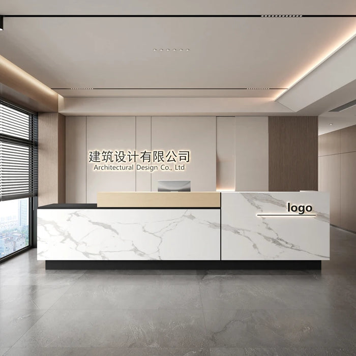 Banco White Reception Desk Marble Consul Podium Salon Cash Reception Desk Check Stand Comptoir De Caisse Luxury Furniture