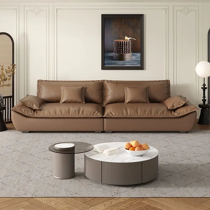 Leather Living Room Sofas Floor Sectional Curved Lazy Accent Sofa Puffs Shape Daybed Sofa Sala De Estar Bedroom Furniture