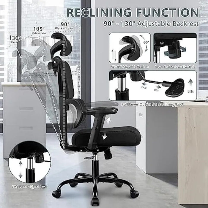 Winrise Office Chair Ergonomic Desk Chair, High Back Gaming Chair, Big and Tall Reclining Chair Comfy Home Office Desk Chair