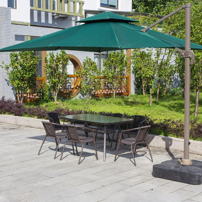 Outdoor Table and Chair Courtyard Parasol Rattan Chair Leisure Waterproof Balcony Tuinmeubelen Garden Furniture Sets WK50HY
