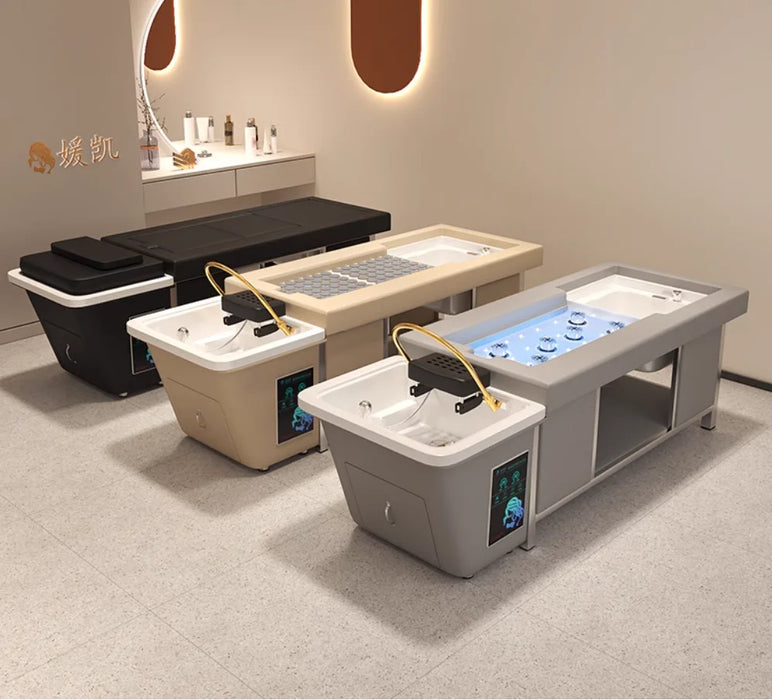 Moxibustion foot bath one steel frame Thai shampoo bed Intelligent constant temperature water cycle fumigation beauty salon spec