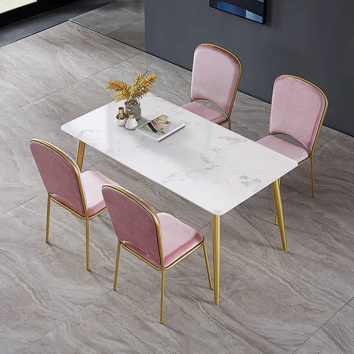 Nordic style marbledining table and chair  combination small apartment modern simple rectangular casual dining table طاولة قهوة