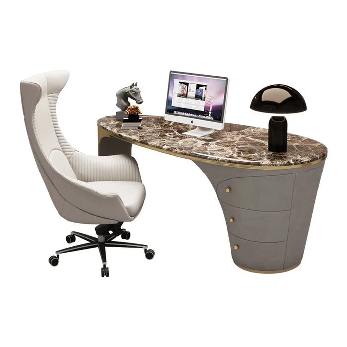 Italian light luxury desk Modern simple bedroom High end storage cabinet Home study Rock plate computer desk