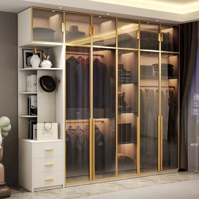 Light extravagance modern simple wardrobe dressing table integrated glass cabinet door multi-function cloakroom household bedroo