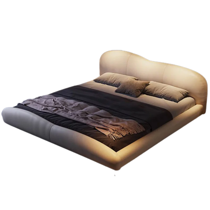 Nordic Unique Aesthetic Bed Storage Metal Minimalist Queen King Bed Modern Wood Leather Cama Matrimonial Bedroom Furniture