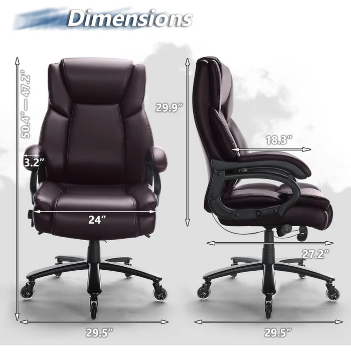 Waleaf Big and Tall Office Chair 500lbs, Adjustable Lumbar Support Executive   with High Back, Ergonomic Heavy Duty O