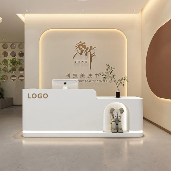 Mobile Bar Reception Desks Store Beauty Wooden Information Cabinet Nails Hotel Reception Desks White Bureau Meuble Furniture