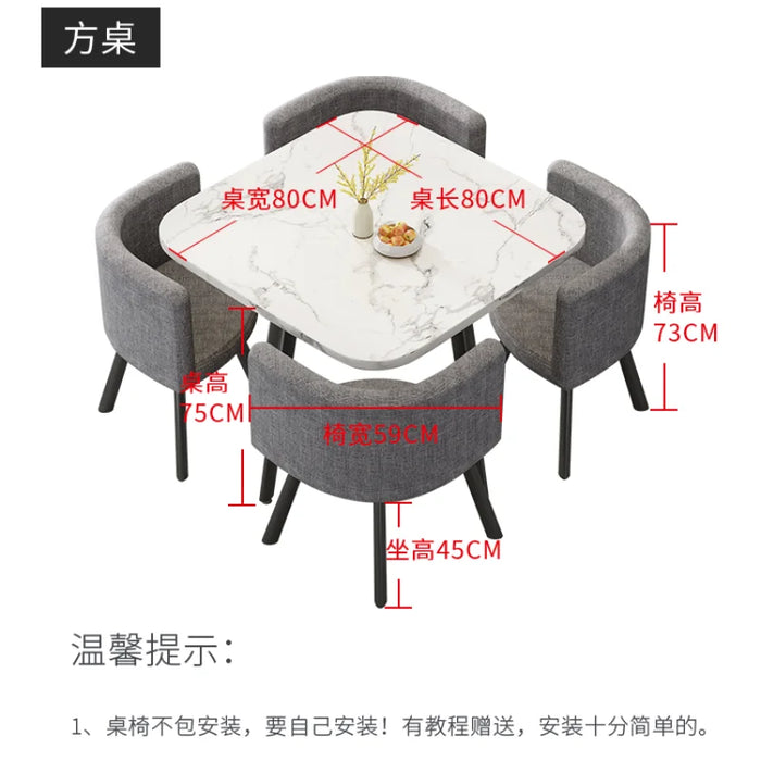 Living Room Chairs Minimalist Modern Dining Table Set 4 Chairs Comedor 4 Sillas Reception Coffee Tables Kitchen Furniture HY