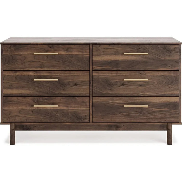 Dresser Burnished Pulls Dark 6 Wood Dressers & Chests of Drawers Gold Knobs Storage Drawer