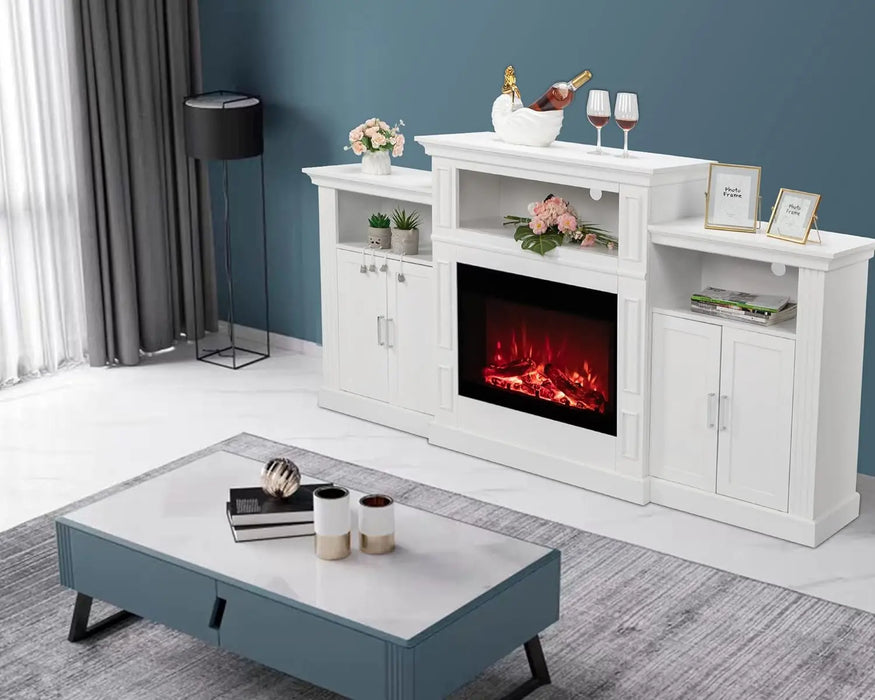VINGLI Electric Fireplace with Mantel, Fireplace TV Stand for TVs Up to 85 Inch, Modern French Entertainment Center with
