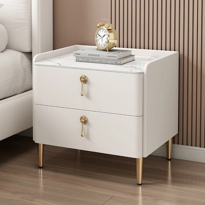 Minimalist White Nightstands Modern Drawers Luxury Smart Bedside Table With Wireless Charger Low Nachttisch Bedroom Furniture