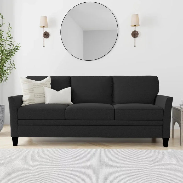 Mainstays Auden 3 Seat Classic Modern Sofa, Black Minimalist Sofa, Living Room Furniture, Sofa Bed