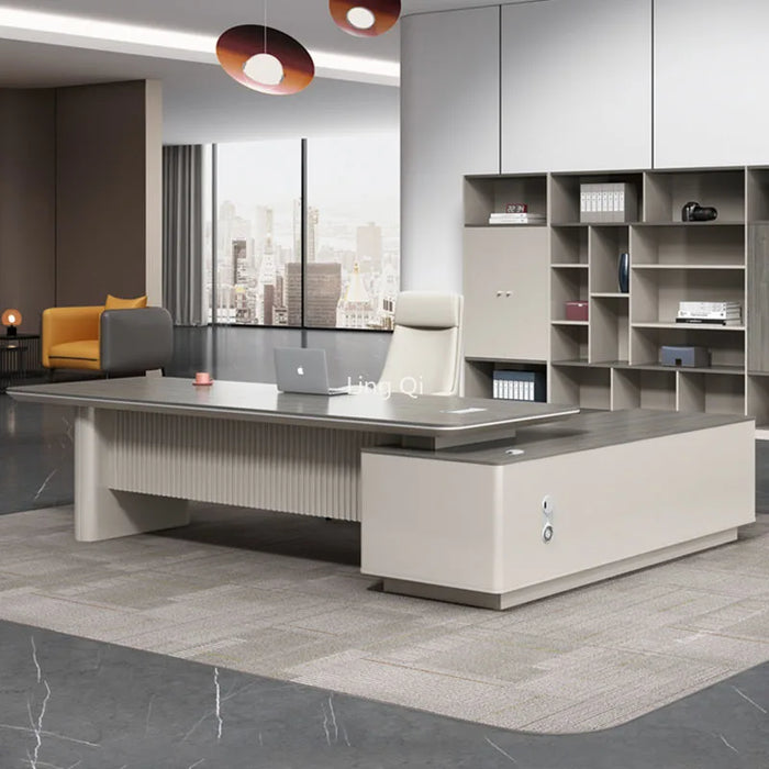 High Quality Light Luxury Office Desk Filing Cabinets Set Designer Luxury Computer Desks European Boss Bureau Office Furniture