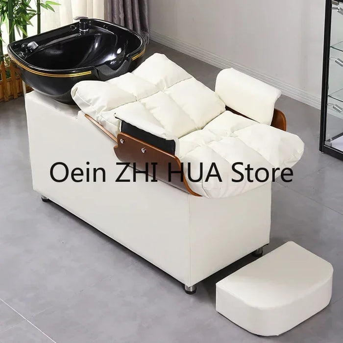 Barber Shop Hair Salon Shampoo Chairs Bed Head Spa Massage Lounge Shampoo Chairs Beauty Hairdressing Sillas Furniture QF50SC