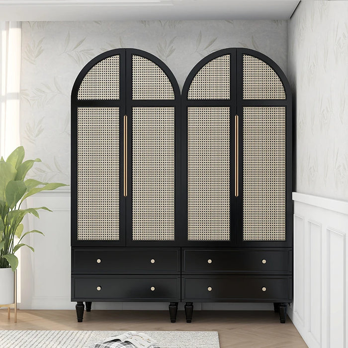 Solid wood two-door wardrobe cloakroom large-capacity storage wardrobe with opposite doors and high cabinets agains