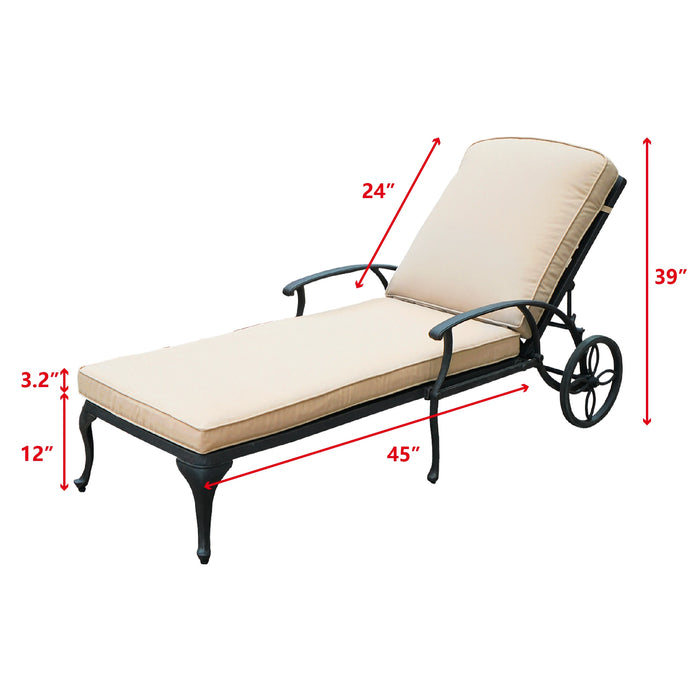 Aluminium Cast  Lounge Chair Lounger Recliner Chair For Patio Lawn Beach Pool Side Sunbathing Outdoor Furniture