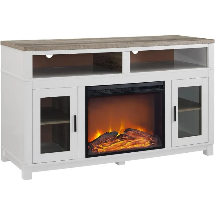 Ameriwood Home Carver Electric Fireplace TV Stand for TVs up to 60" Wide, White