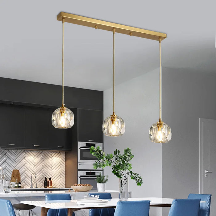 Modern Minimalist Crystal Restaurant Chandelier with Three Rotating Staircases, Long Chandelier, Household Dining Table Light