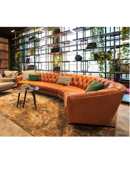 Light luxury sofa villa living room hotel Italian modern semi-circular combination leather sofa
