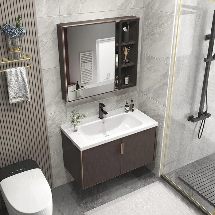 Luxury Nordic Cabinets Full Sets Washbasin Water Proof Wall Mounted Bathroom Cabinets Vanity Sets Open Mobile Bagno Furniture