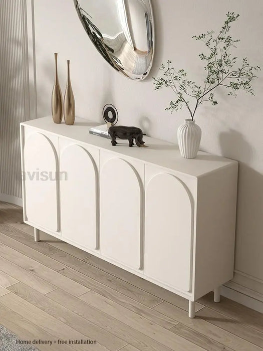 White Cabinet For Hallway 2 Door And 4 Layers Solid Wood Frame Shoe Cabinet Minimalist Style Entrance Closet Modern Sideboard