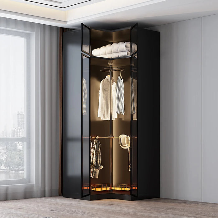 Sliding door corner wardrobe simple home bedroom cloakroom combined glass two door wardrobe corner