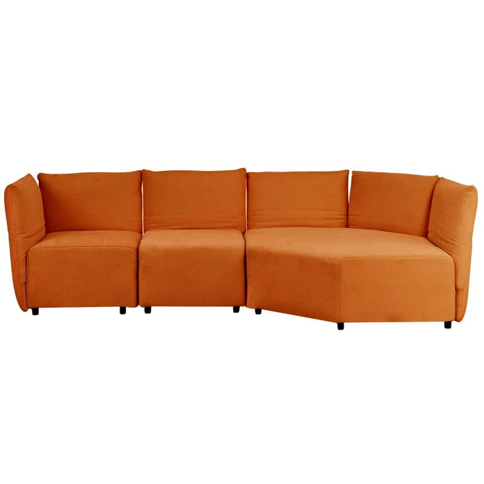 Orange Living Room Sofa Set European Polyester Upholstery Office Adjustable Back Dedroom Free Combination Interior Decoration