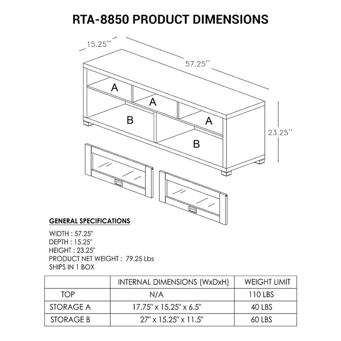 58" Durbin TV Stand for TVs Up To 75", Espresso,TV Cabinet, Furniture, Indoor Home, Light Luxury Modern, Bedroom, Living Room