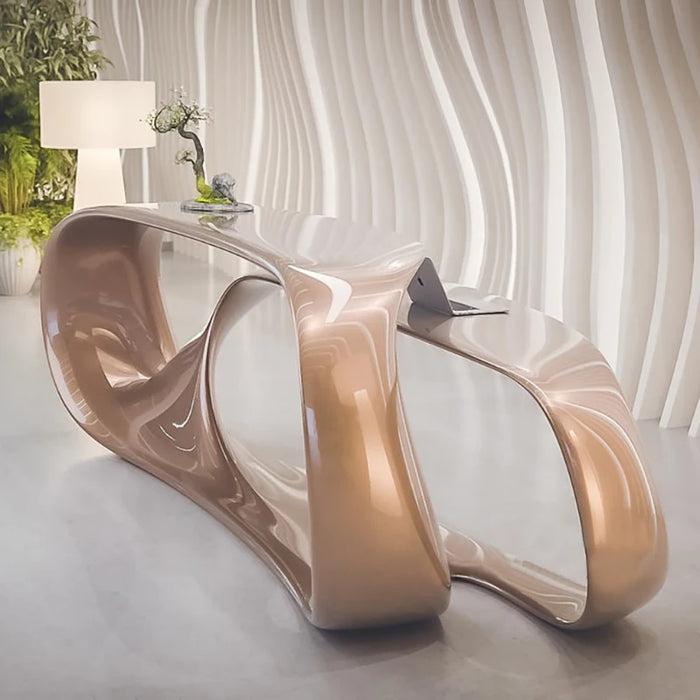 Front desk design, unconventional creativity, fashionable reception, fiberglass painted curved modern hotel