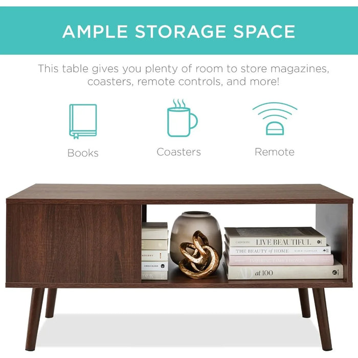 Best Choice Products Wooden Mid-Century Modern Coffee Table, Accent Furniture for Living Room, Indoor, Home Décor w/Open
