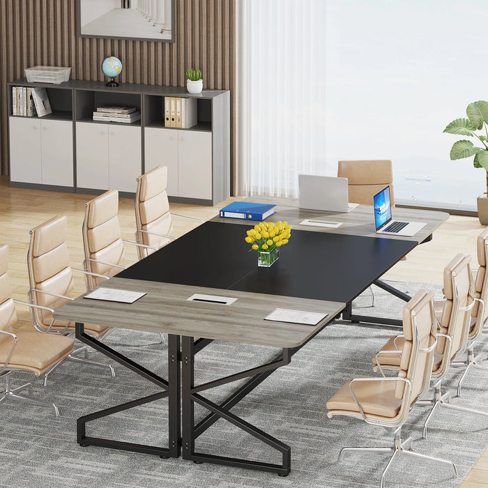 Tribesigns 8FT Conference Table, Rectangular Meeting Room Tables with Cable Grommet, 94.48L x 47.24W x 29.52H Inch