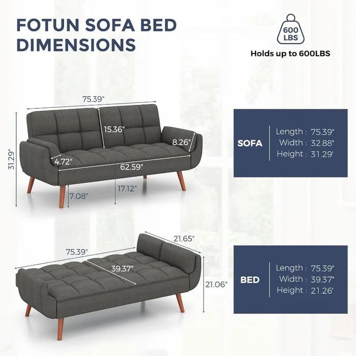 Futon Sofa Bed-Convertible Couch Loveseat Sleeper for Living Room, Bedroom, Studio, Apartment, Dorm, Home Office