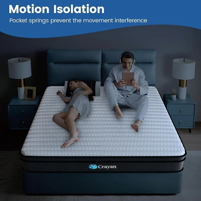 Queen Size Mattress, Innerspring Mattress in A Box with Motion Isolation & Edge Support, Plush Firm, 12 Inch Mattress，colchon